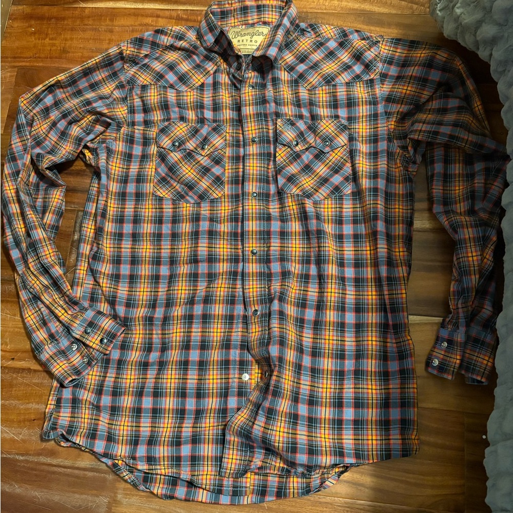 Wrangler Retro Western Plaid Snap Shirt – Size‎ XXL (18–20) k1